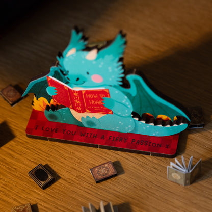 BOOK DRAGON READER MINI POP OUT CARD - PERSONALISABLE