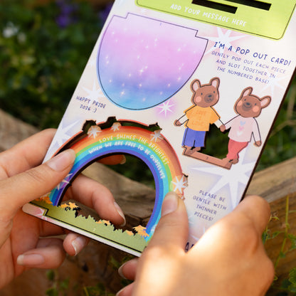 LOVE SHINES THE BRIGHTEST POP OUT CARD - PRIDE 2026 - PERSONALISABLE