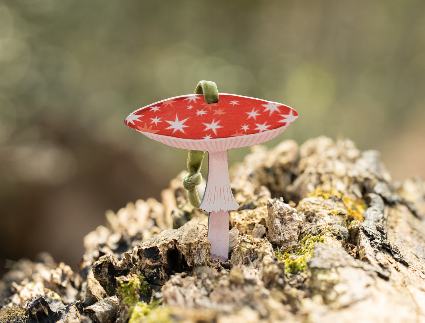 WHOLESALE - STARRY LIGHT RED MUSHROOM DECORATION - PACK OF 5