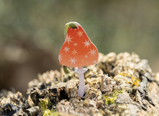 WHOLESALE - STARRY ORANGE MUSHROOM DECORATION - PACK OF 5