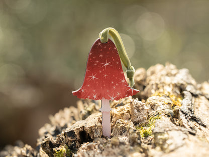 WHOLESALE - STARRY DARK RED MUSHROOM DECORATION - PACK OF 5