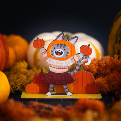 HALLOWEEN SISTER CAT MINI POP OUT CARD - PERSONALISABLE