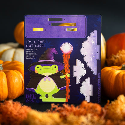 TINY FROG WIZARD MINI POP OUT CARD - PERSONALISABLE