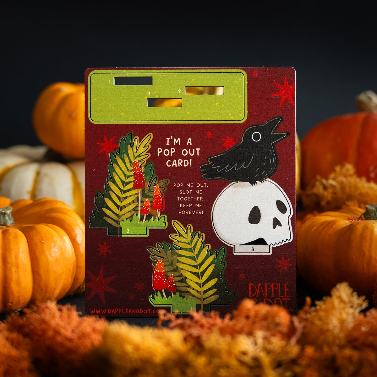 CROW & SKULL MINI POP OUT CARD - PERSONALISABLE