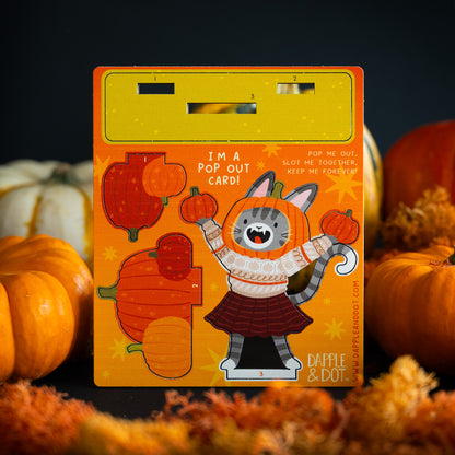 HALLOWEEN SISTER CAT MINI POP OUT CARD - PERSONALISABLE
