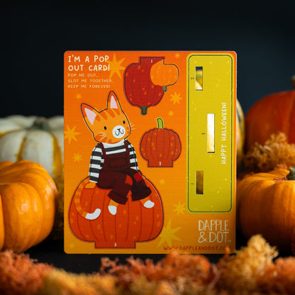 HALLOWEEN BROTHER CAT MINI POP OUT CARD - PERSONALISABLE