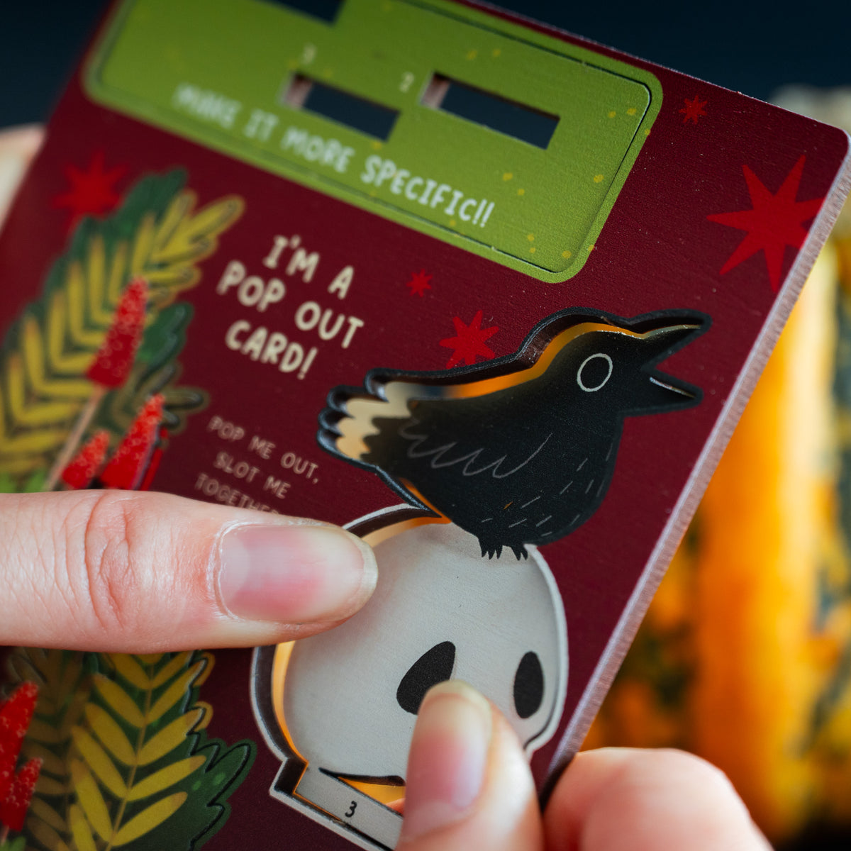 CROW & SKULL MINI POP OUT CARD - PERSONALISABLE