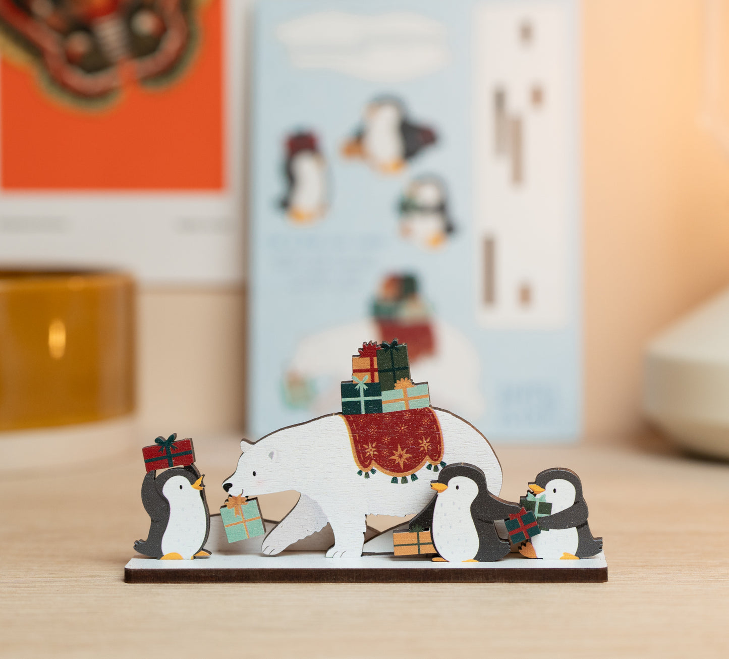 POLAR BEAR & PENGUINS CHRISTMAS POP OUT CARD - PERSONALISABLE