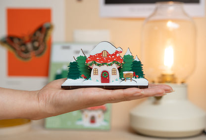 TOADSTOOL COTTAGE CHRISTMAS POP OUT CARD - PERSONALISABLE