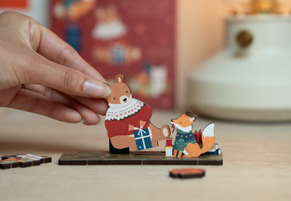 BEAR, PHEASANT & FOX CHRISTMAS POP OUT CARD - PERSONALISABLE