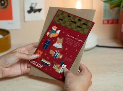 BEAR, PHEASANT & FOX CHRISTMAS POP OUT CARD - PERSONALISABLE