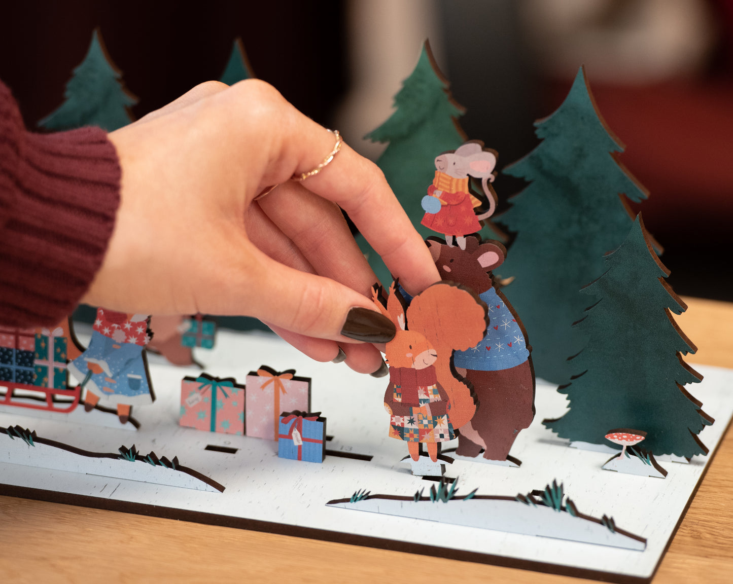 WINTER WOODLAND REUSABLE WOODEN ADVENT CALENDAR