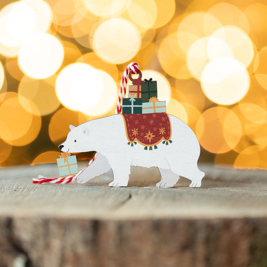 POLAR BEAR WITH PRESENTS CHRISTMAS DECORATION