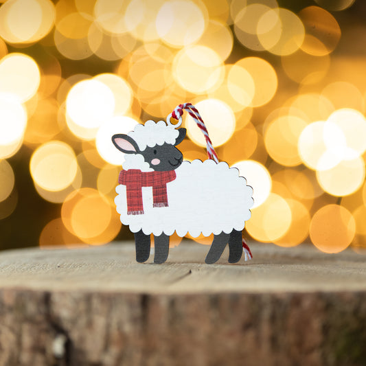 SHEEP WITH SCARF CHRISTMAS DECORATION