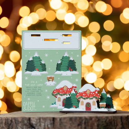 TOADSTOOL COTTAGE CHRISTMAS POP OUT CARD - PERSONALISABLE